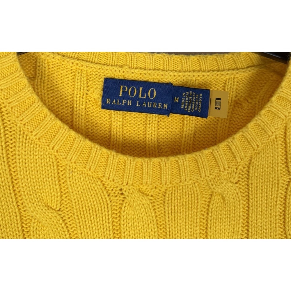 Polo by Ralph Lauren Yellow Cable Knit Crewneck Sweater - Picture 3 of 11